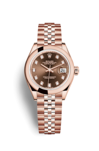 Lady-Datejust 28 Everose Domed  / Jubilee / Chocolate Diamond
