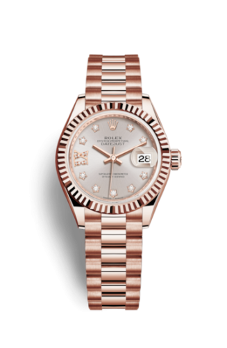 Lady-Datejust 28 Everose Fluted / President/  Sundust Diamond
