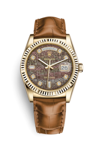 Day-Date 36 Yellow Gold / Strap / Black Computer Diamonds
