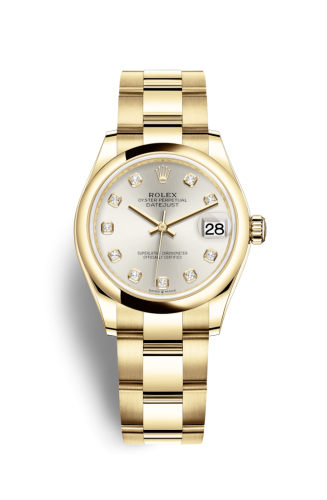 Datejust 31 Yellow Gold / Domed / Silver – Diamond / Oyster