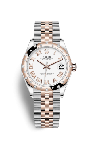 Datejust 31 Stainless Steel/ Rose Gold / Domed – Diamond / White – Roman / Jubilee