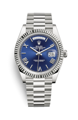Day-Date 40 White Gold / Blue – Roman