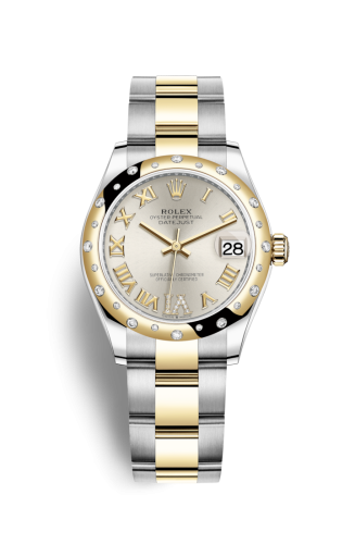 Datejust 31 Stainless Steel / Yellow Gold / Domed – Diamond / Silver – Roman / Oyster