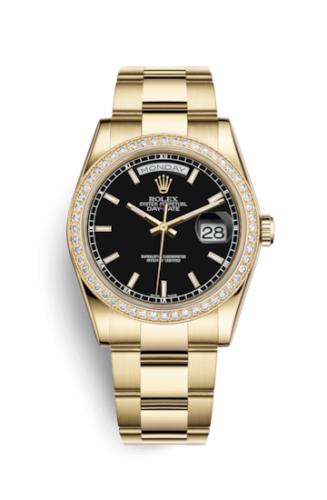Day-Date 36 Yellow Gold Diamonds / Oyster / Black