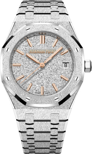Royal Oak 34mm Frosted Gold Selfwinding Rhodium Crystal Sand Dial