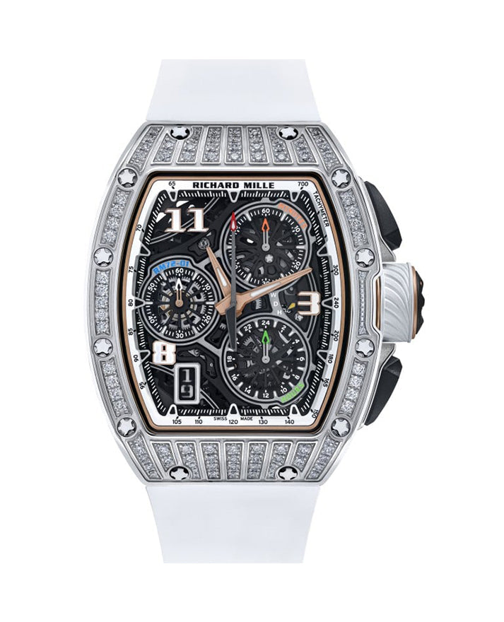 Lifestyle Flyback Chronograph White Gold & Medium Set Diamonds RM 72-01 BRAND NEW