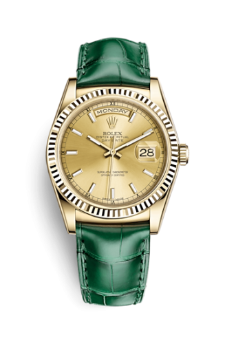 Day-Date 36 Yellow Gold Fluted / Strap / Champagne