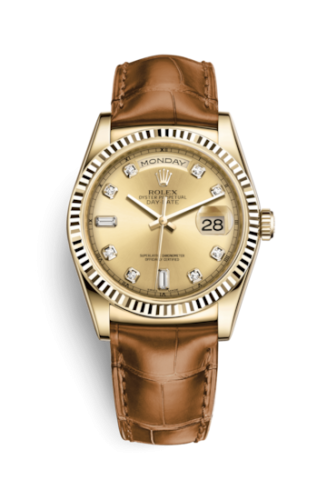 Day-Date 36 Yellow Gold / Strap / Champagne Diamonds