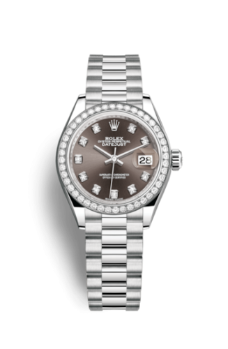 Lady-Datejust 28 Platinum Diamond / President / Grey Diamonds