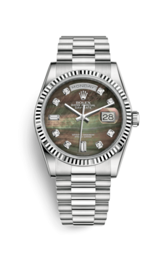 Day-Date 36 White Gold Fluted / President / Black MOP