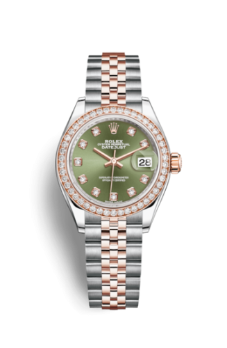 Lady-Datejust 28 Rolesor Rose Diamond / Jubilee / Olive Diamond