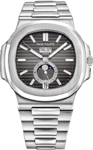 Nautilus Annual Calendar Moon Phases Stainless Steel Grey Dial