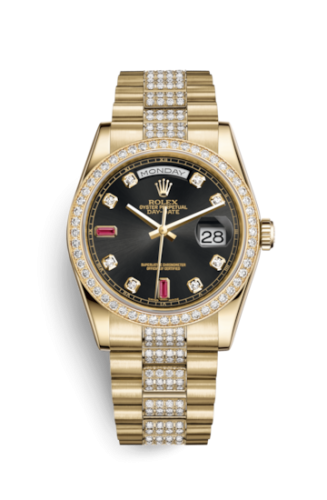Day-Date 36 Yellow Gold Diamonds / President Diamonds / Black Diamonds Rubies