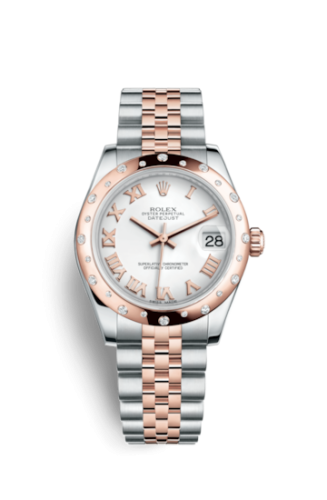 Datejust 31 Rolesor Everose Domed Diamond / Jubilee / White Roman