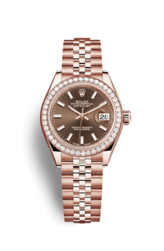 Lady-Datejust 28 Everose Diamond / Jubilee / Chocolate
