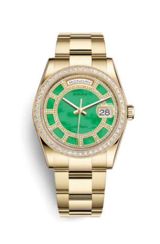 Day-Date 36 Yellow Gold Diamonds / Oyster / Green Jade Carousel