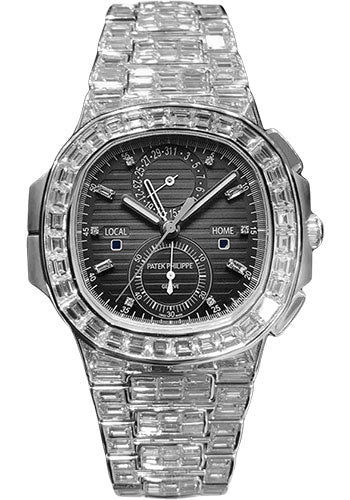 Nautilus Travel Time Chronograph White Gold Diamond Case