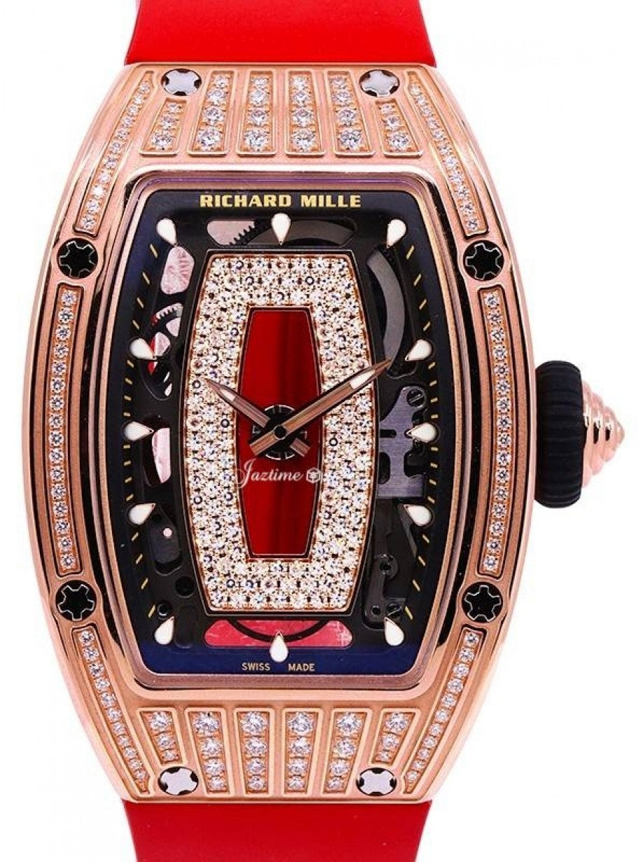 Lady Rose Gold Medium Set Diamond Jasper Dial RM 07-01 BRAND NEW
