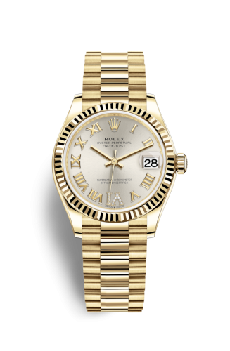 Datejust 31 Yellow Gold / Fluted / Silver – Roman / President