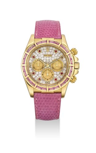 Daytona Zenith Yellow Gold Pink Sapphire Paved