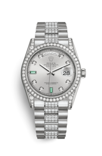 Day-Date 36 White Gold Diamonds / President Diamond / Rhodium Diamond Emerald