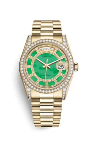 Day-Date 36 Yellow Gold Diamonds / President / Green Jade Carousel
