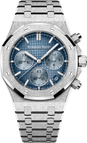 Royal Oak 41mm Chronograph Frosted White Gold Blue Dial