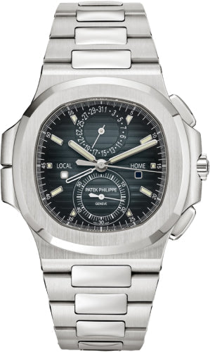 Nautilus Flyback Chronograph Travel Time Stainless Steel Blue Black Dial