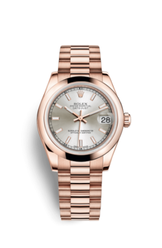 Datejust 31 Everose Domed / President / Silver