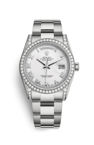 Day-Date 36 White Gold Diamonds / Oyster / White Roman