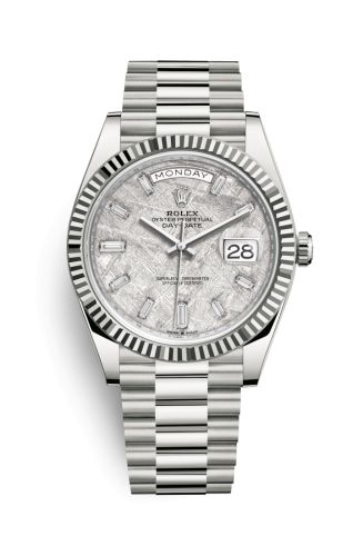 Day-Date 40 White Gold / Meteorite – Baquette