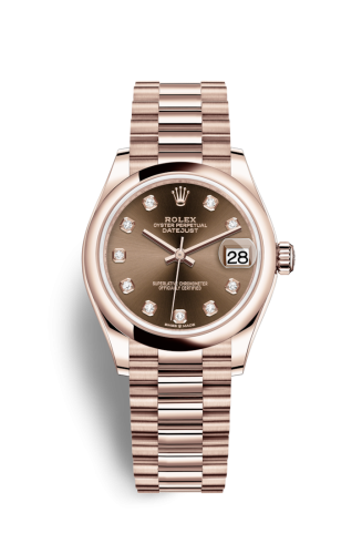 Datejust 31 Rose Gold / Domed / Chocolate – Diamond / President