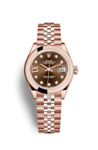 Lady-Datejust 28 Everose Domed  / Jubilee / Chocolate Diamond