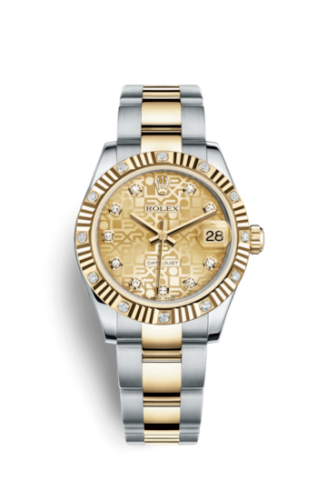 Datejust 31 Rolesor Yellow Fluted Diamond / Oyster / Champagne Computer