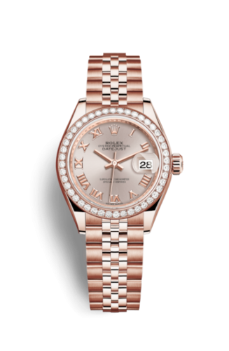 Lady-Datejust 28 Everose Diamond / Jubilee / Sundust Roman