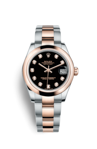 Datejust 31 Rolesor Everose Domed / Oyster / Black Diamond