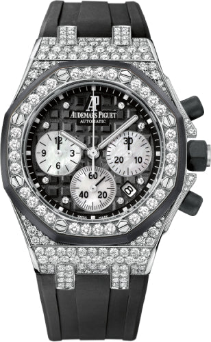 Royal Oak Offshore Chronograph 37mm Black Diamond Bezel White Gold Diamond Set…