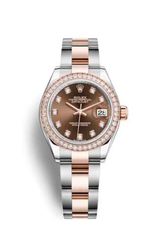 Lady-Datejust 28 Rolesor Rose Diamond / Oyster / Chocolate Diamond