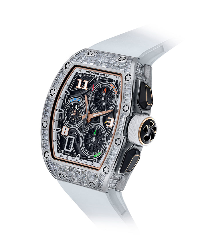 Lifestyle Flyback Chronograph White Gold Full Baguette Set Diamonds RM 72-01 BRAND…