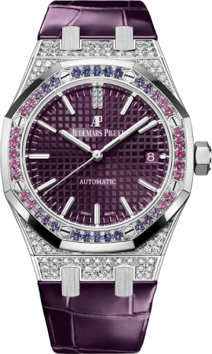 Royal Oak White Gold 37mm Purple Dial Diamond Bezel