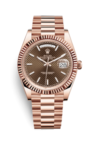 Day-Date 40 Everose / Chocolate Diagonal Motif