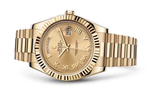 Day-Date II Yellow Gold Fluted Champagne Roman