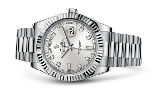 Day-Date II White Gold Silver Diamonds