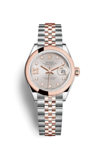 Lady-Datejust 28 Rolesor Rose Domed / Jubilee / Sundust Diamond
