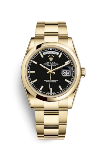 Day-Date 36 Yellow Gold Domed / Oyster / Black