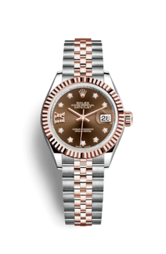 Lady-Datejust 28 Rolesor Rose Fluted / Jubilee / Chocolate Diamond