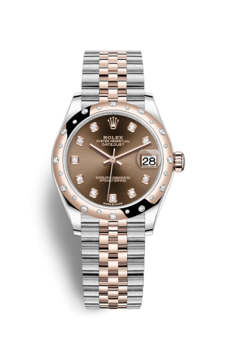 Datejust 31 Stainless Steel/ Rose Gold / Domed – Diamond / Chocolate – Diamond / Jubilee