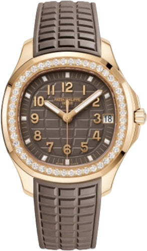 Aquanaut Luce Rose Gold Taupe Grey-Brown Dial Diamond Bezel