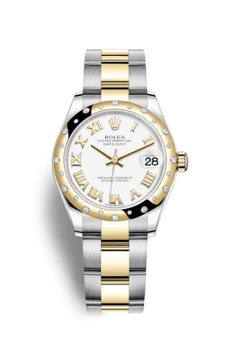 Datejust 31 Stainless Steel / Yellow Gold / Domed – Diamond / White – Roman / Oyster