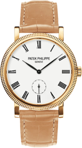 Calatrava Ladies 31mm Ivory Roman Hobnail Yellow Gold Leather Manual